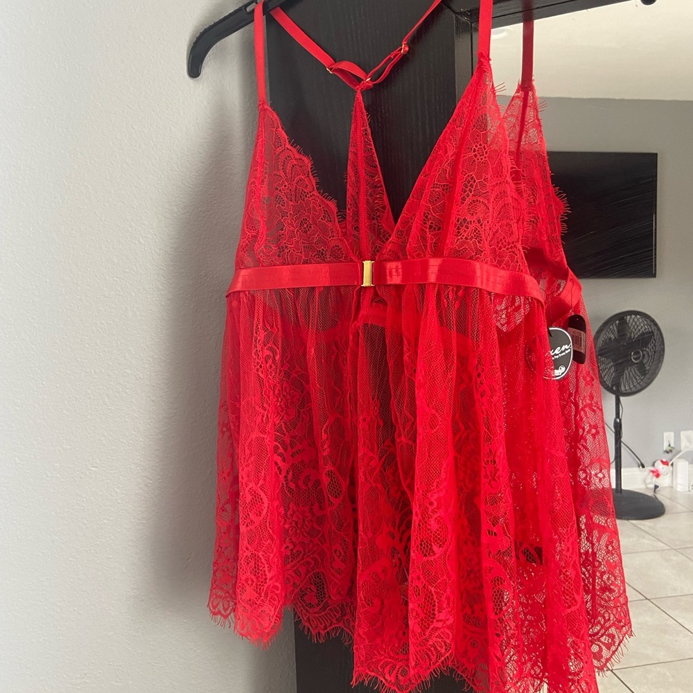 New Red Lace Lingerie Top